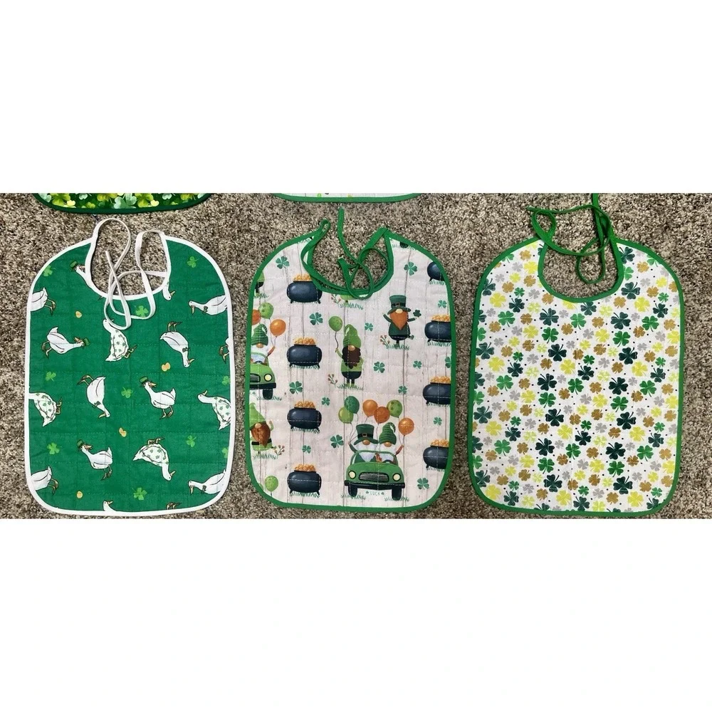Lot Of‎ 6 Quilted Handmade St. Patrick's Day Baby Bibs Large Size 12